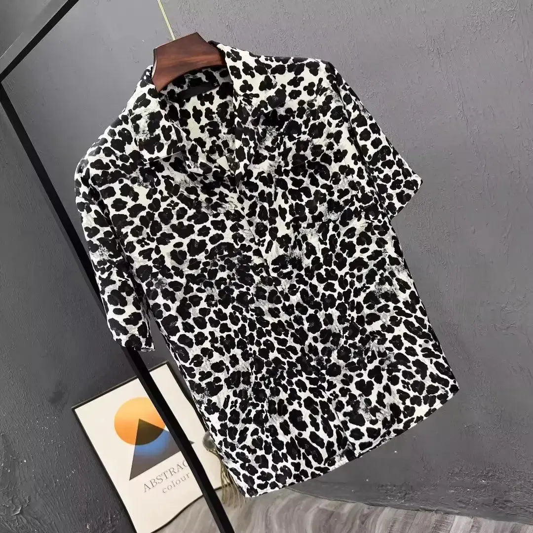 Leopard Print Short-sleeved Shirt Men's Design Niche - Jungle Line