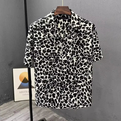 Leopard Print Short-sleeved Shirt Men's Design Niche - Jungle Line