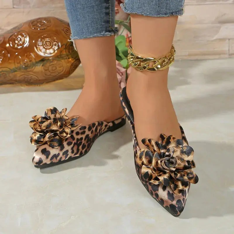 Plus size leopard print Baotou slippers by Jungle Line, perfect for summer, featuring black and animal print design.