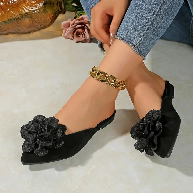 Black leopard print Baotou slippers by Jungle Line, plus size summer slippers with comfortable slip-on design.