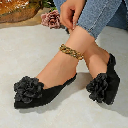 Black leopard print Baotou slippers by Jungle Line, plus size summer slippers with comfortable slip-on design.