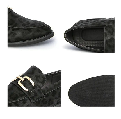 Men's Casual Leopard Print Pointed Toe Leather Slip-On Loafers Business Dress Shoes New 2025 Design Comfortable Leather Footwear - Jungle Line