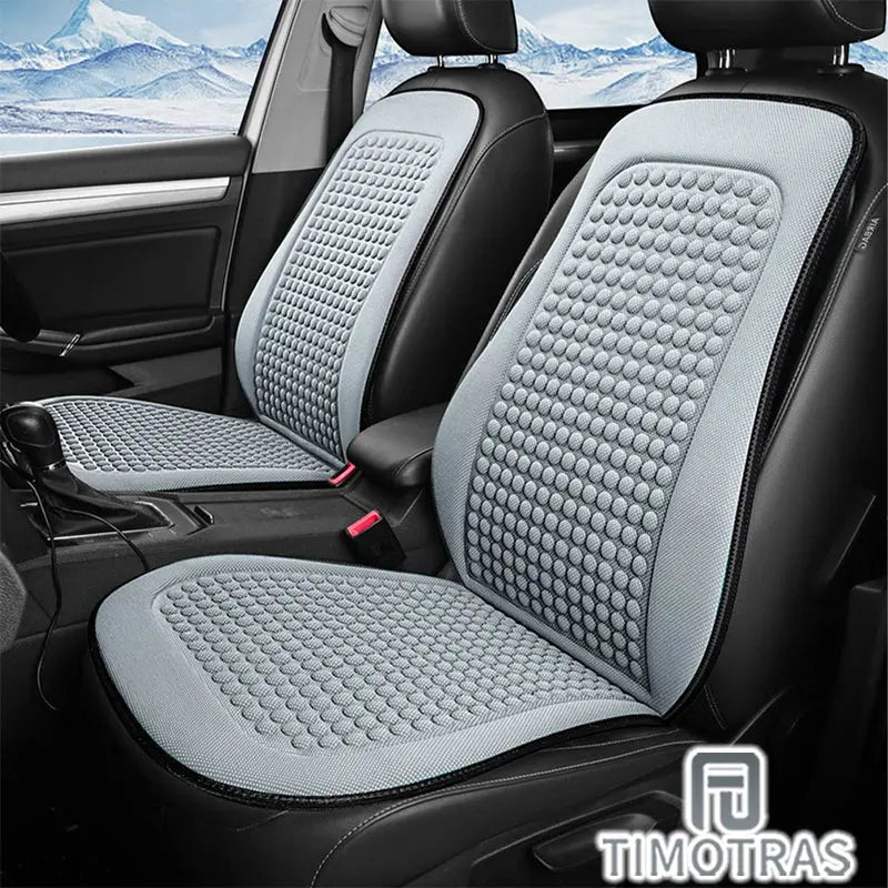 Black Jungle Line car cushion with cooling ice silk seat cover, designed for summer comfort and support.