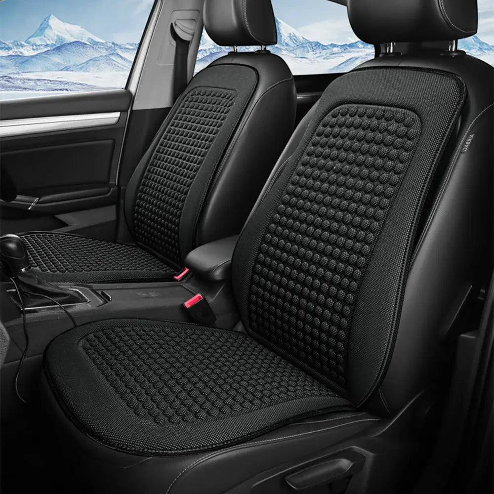 Black Jungle Line summer cool car cushion with ice silk seat cover, designed for comfort and breathability during hot weather.