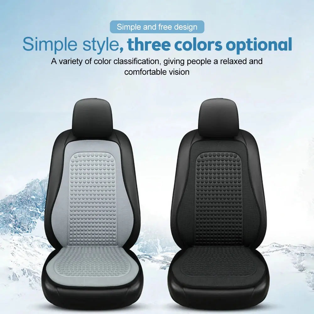 Black Jungle Line car cushion with summer cool ice silk seat cover, designed for comfort and breathability during warm weather.