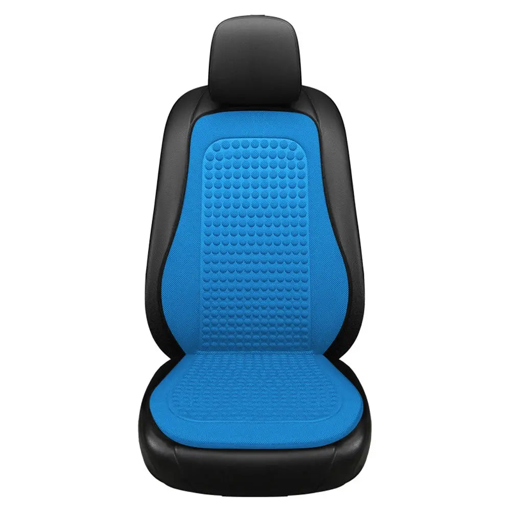 Black Jungle Line summer cool car cushion with ice silk seat cover for comfortable, breathable seating in warm weather.