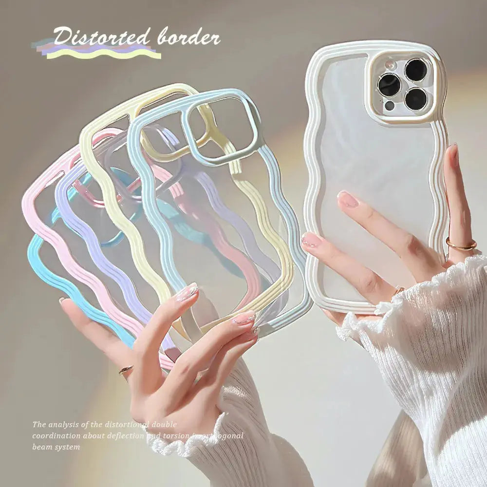 Candy Wavy Lines Bumper Case For iPhone 16 15 11 12 13 14 Pro Max Plus X XR XS Max Shockproof Transparent Hard Back Cover Funda - Jungle Line