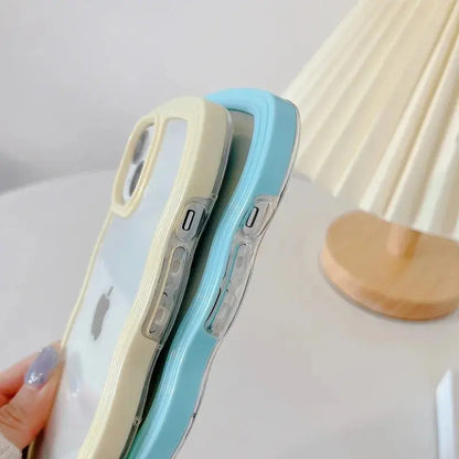 Candy Wavy Lines Bumper Case For iPhone 16 15 11 12 13 14 Pro Max Plus X XR XS Max Shockproof Transparent Hard Back Cover Funda - Jungle Line