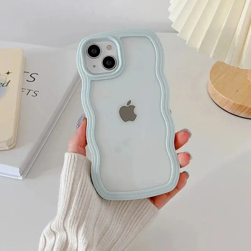Candy Wavy Lines Bumper Case For iPhone 16 15 11 12 13 14 Pro Max Plus X XR XS Max Shockproof Transparent Hard Back Cover Funda - Jungle Line