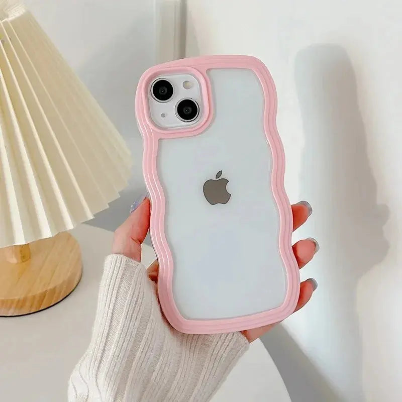 Candy Wavy Lines Bumper Case For iPhone 16 15 11 12 13 14 Pro Max Plus X XR XS Max Shockproof Transparent Hard Back Cover Funda - Jungle Line