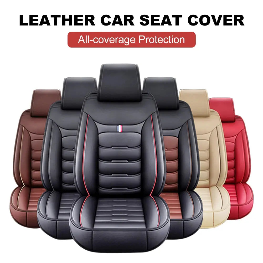 Black Jungle Line universal PU leather car seat cover on front seat, showing durable, stylish protection for vehicle seating.