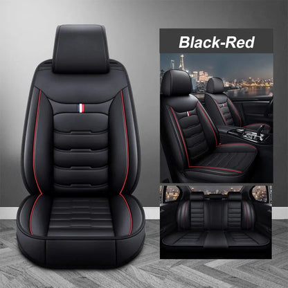 Black Jungle Line PU leather car seat cover for front seats, universal fit, protective and stylish for vehicle interior.