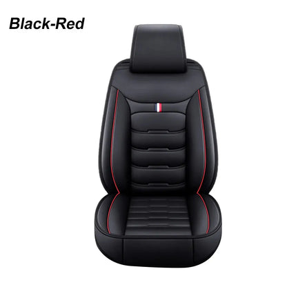 Black Jungle Line universal PU leather car seat cover on front seat, showcasing durable, stylish protection for vehicle seats.