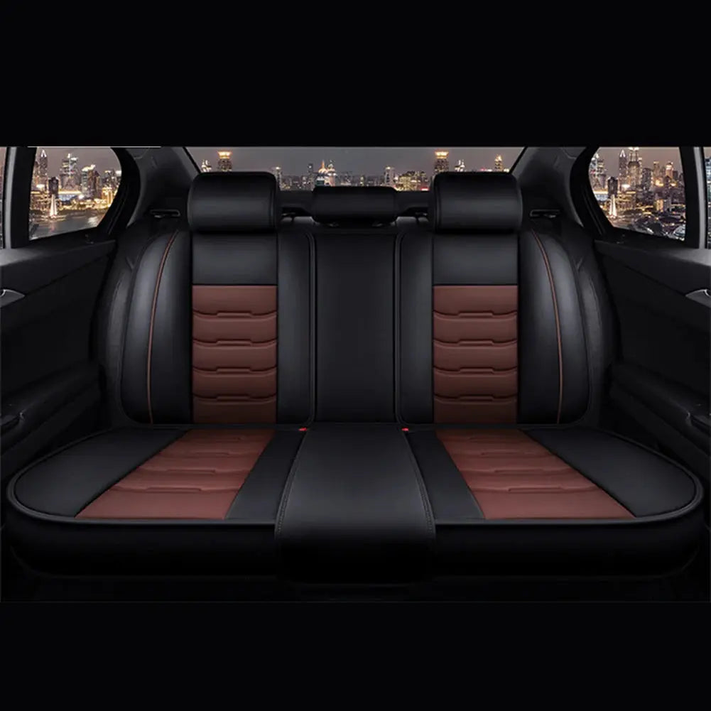 Black Jungle Line universal PU leather car seat cover for front seats, providing stylish protection and a sleek look.