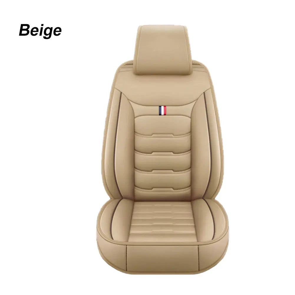Black Jungle Line universal PU leather front car seat cover showing a sleek, fitted design for front seats.