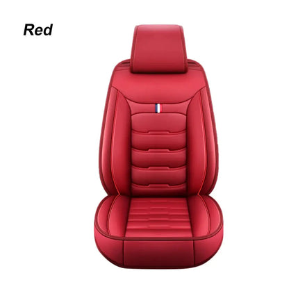 Black Jungle Line universal PU leather front car seat cover installed on vehicle seat, protecting and enhancing the seat's appearance.