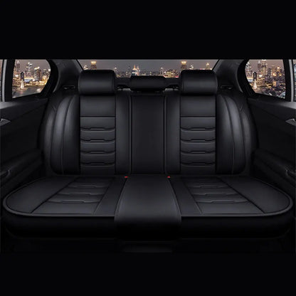 Black Jungle Line universal PU leather car seat cover on front seat, showcasing durable material and secure fit.