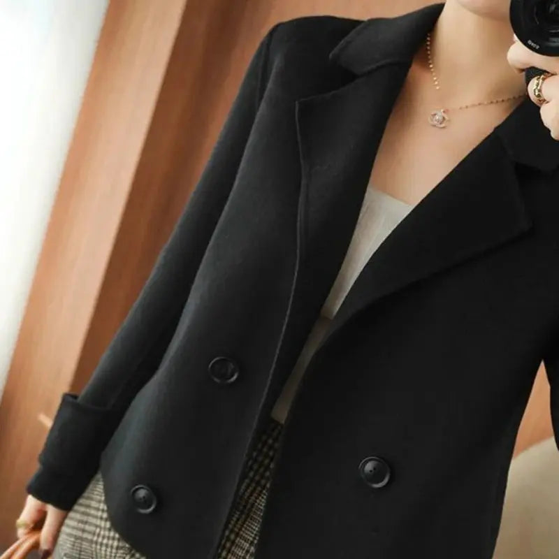 Ladies Jackets Double Breasted Loose Novelty Cheap Women's Blazer Wool & Blends Coat Winter Clothes 2024 Outerwears Elegant Hot - Jungle Line