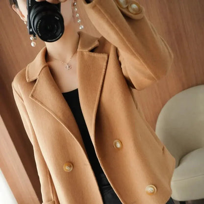 Ladies Jackets Double Breasted Loose Novelty Cheap Women's Blazer Wool & Blends Coat Winter Clothes 2024 Outerwears Elegant Hot - Jungle Line