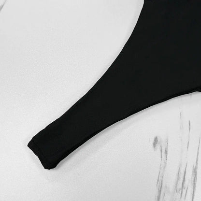 2025 New Women's Solid-color Separate Beach Wear Sexy Halter Three-point Bikini Backless Adjustable Lace-up Swimsuit - Jungle Line