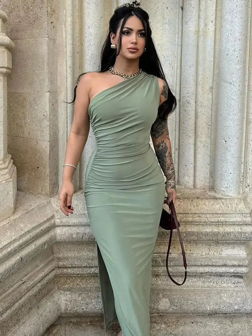 Black Jungle Line summer maxi dress for women, sleeveless, backless, slim fit with a sexy split, perfect for casual, streetwear, or parties.