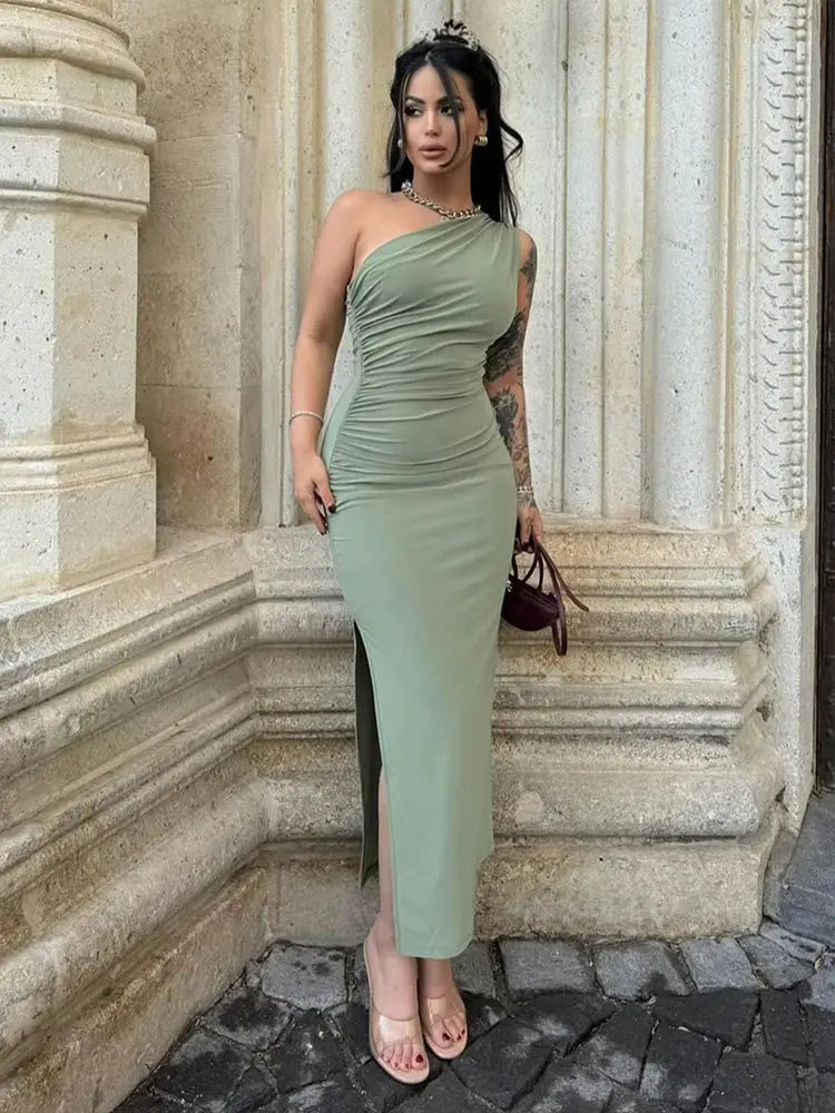 Black Jungle Line summer maxi dress for women with a sexy split, sleeveless, backless, slim fit, perfect for casual and party wear.