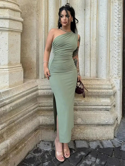 Black Jungle Line summer maxi dress for women with a sexy split, sleeveless, backless, slim fit, perfect for casual and party wear.