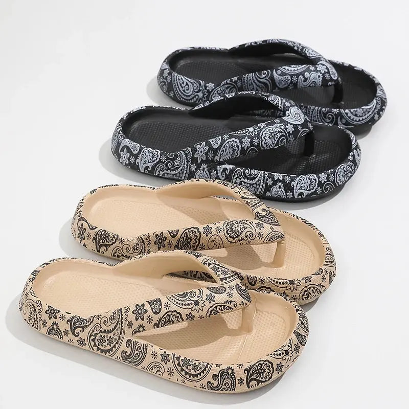Summer Women Comfort Flip-Flop Leopard Soft Thick-Soled Jungle Line