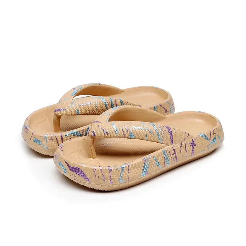 Summer Women Comfort Flip-Flop Leopard Soft Thick-Soled Jungle Line