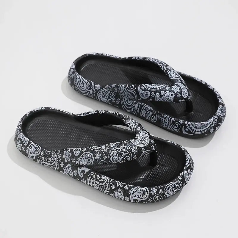 Summer Women Comfort Flip-Flop Leopard Soft Thick-Soled Jungle Line