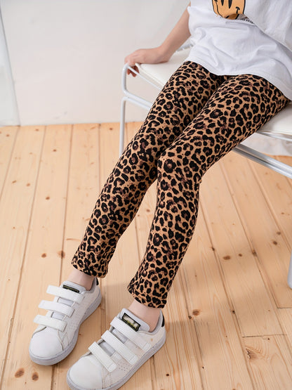 Girls Leggings With Leopard Print Slim Soft And Versatile For All Seasons - Jungle Line