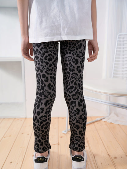 Girls Leggings With Leopard Print Slim Soft And Versatile For All Seasons - Jungle Line