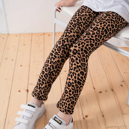 Girls Leggings With Leopard Print Slim Soft And Versatile For All Seasons - Jungle Line
