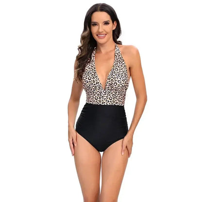 Fashion Printed One Piece Swimsuit Women Bathing Suit Sexy Bikinis Swimming Suits Ladies Beachwear Backless Lace Up Swimwear - Jungle Line