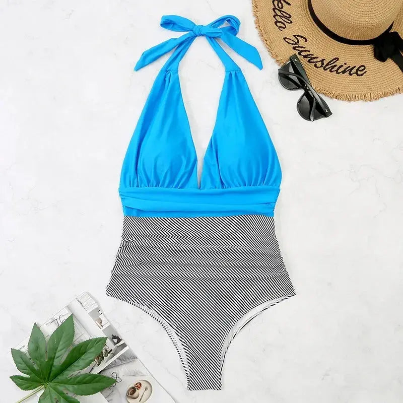Fashion Printed One Piece Swimsuit Women Bathing Suit Sexy Bikinis Swimming Suits Ladies Beachwear Backless Lace Up Swimwear - Jungle Line