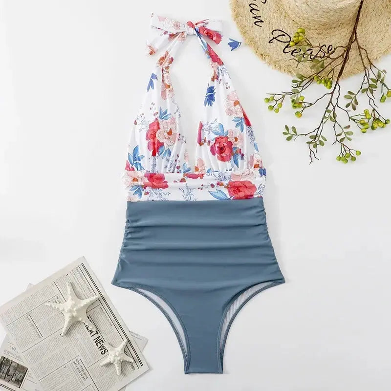 Fashion Printed One Piece Swimsuit Women Bathing Suit Sexy Bikinis Swimming Suits Ladies Beachwear Backless Lace Up Swimwear - Jungle Line