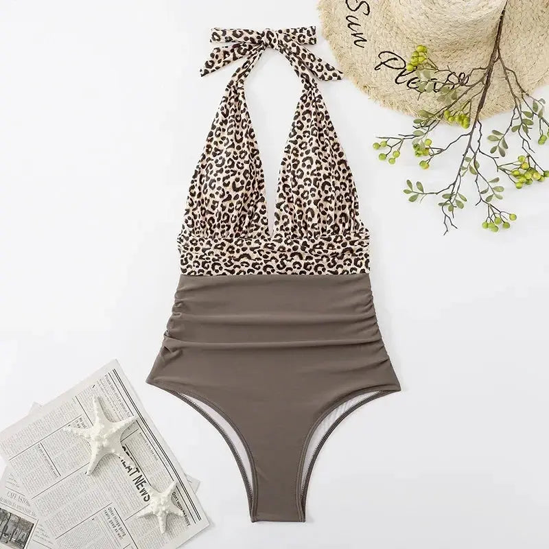 Fashion Printed One Piece Swimsuit Women Bathing Suit Sexy Bikinis Swimming Suits Ladies Beachwear Backless Lace Up Swimwear - Jungle Line