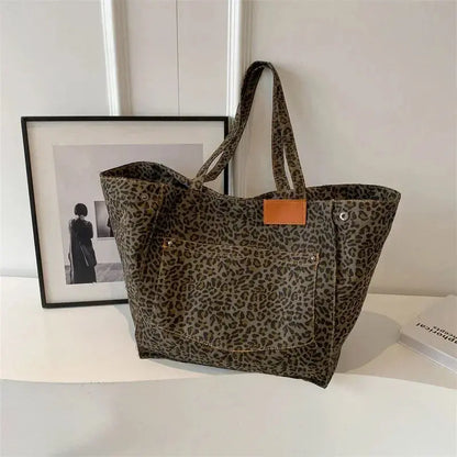 Oversized Leopard Prints Shoulder Bags for Women ags - Jungle Line