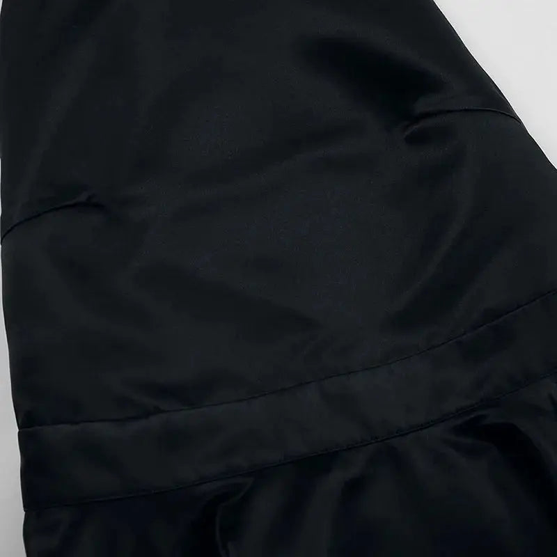 Robe courte noire sans dos, style français, femme, sans manches, avec poches, élégante pour soirée, marque Jungle Line.