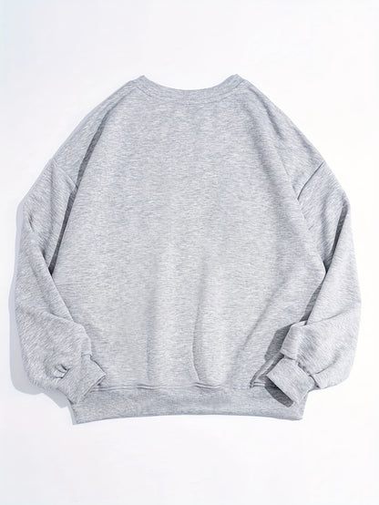 Leopard Heart Print Pullover Sweatshirt, Casual Long Sleeve Crew Neck Sweatshirt For Fall & Winter, Women's Clothing - Jungle Line