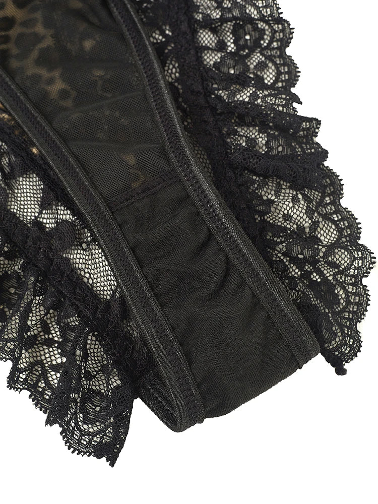 Body en dentelle léopard sexy, vintage chic, débardeur slim sans manches, dos nu, pour femme, de la marque Jungle Line.