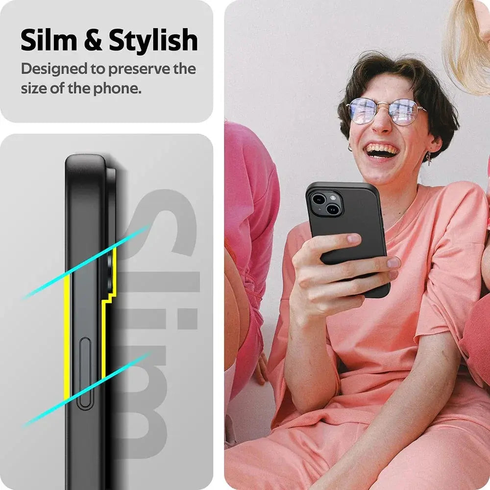 Luxury Matte Silicone Soft Case For iPhone 16 15 14 Plus 13 12 Mini 11 Pro XS Max X XR SE 7 8 Plus Ultra Thin Solid Black Cover - Jungle Line