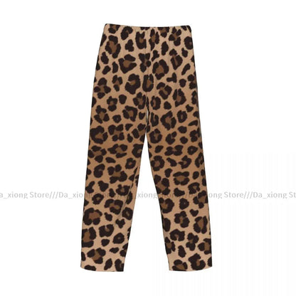 Men's loose sleep pants from Jungle Line featuring black leopard print sleepwear for comfortable pajamas.