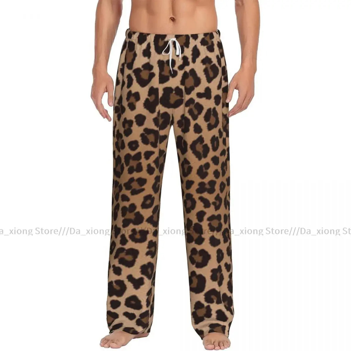 Men's loose sleep pants by Jungle Line featuring a black leopard print for comfortable sleepwear.
