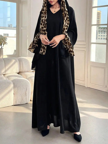 Rafiah Modest Women's Long Dress with Pattern Long Sleeves Colorful in Arabic Style Casual Hijab Scarf Maxi Abayas Dresses - Jungle Line