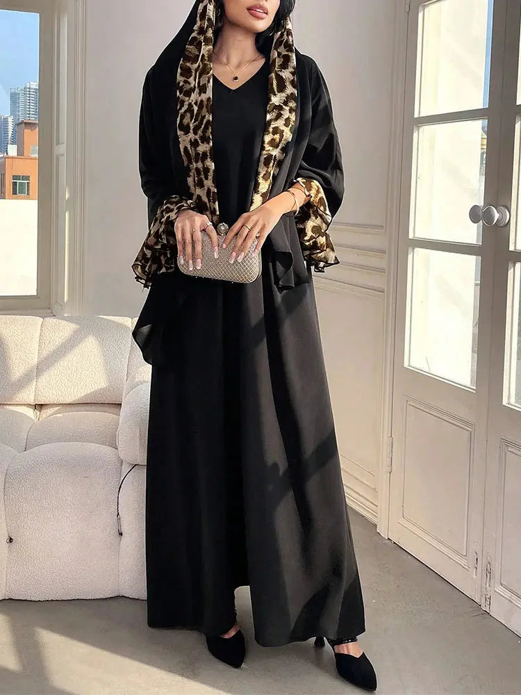 Rafiah Modest Women's Long Dress with Pattern Long Sleeves Colorful in Arabic Style Casual Hijab Scarf Maxi Abayas Dresses - Jungle Line