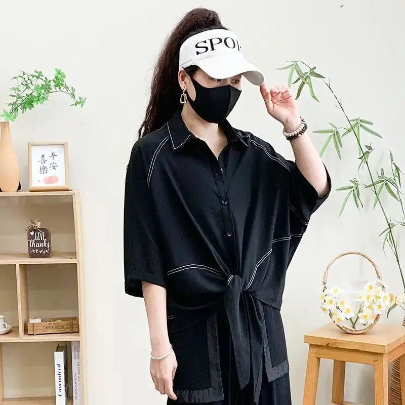 Summer Mid-sleeved Bat Shirt Leopard Print Shirt Middle-aged Mother Jungle Line