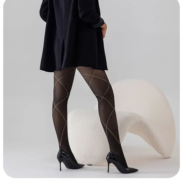 Leggings femme Jungle Line doublées en polaire, noir avec motif léopard jacquard et détails translucides, sans couture, avec motif papillon.