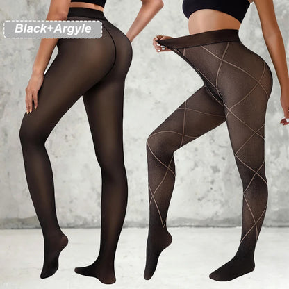 Lot de 2 leggings pour femmes Jungle Line, leggings en polaire, tights noirs translucides, motif léopard papillon, taille XL.