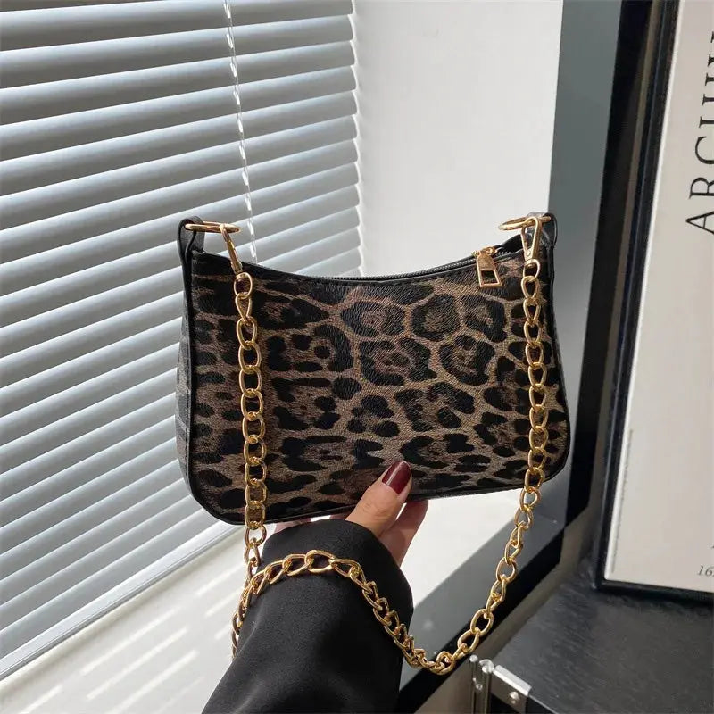 Leopard Pattern Shoulder Bags For Women, Fashion Chain - Jungle Line